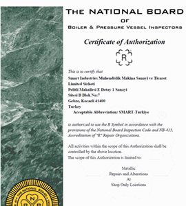 Boiler and Pressure Vessel Inspector, National Board Authorization Certificate